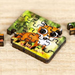 Drevené mini puzzle - Líška - 16 dielikov - mufotoys.eu