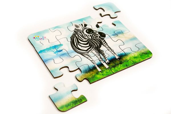 Puzzle Zebra - Drevené puzzle - 16 dielikov - mufotoys.eu