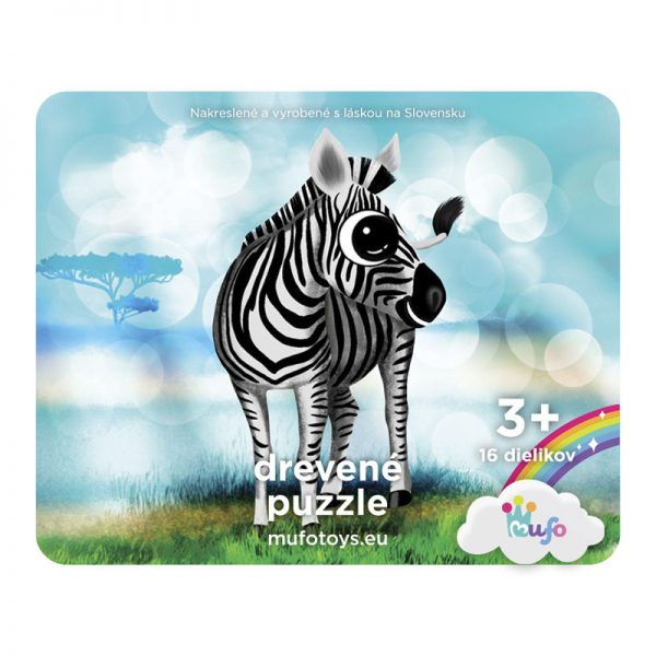 Puzzle Zebra - Drevené puzzle - 16 dielikov - mufotoys.eu