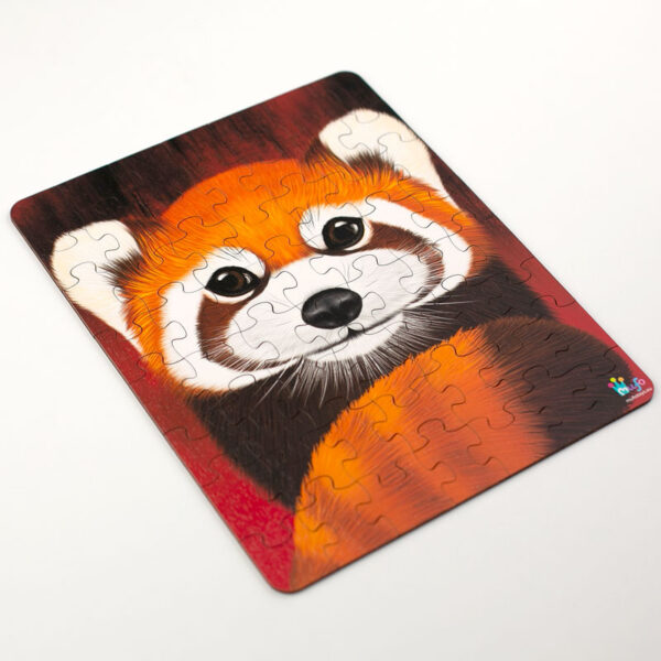 Puzzle Červená panda portrét - Drevené puzzle - 56 dielikov - mufotoys.eu
