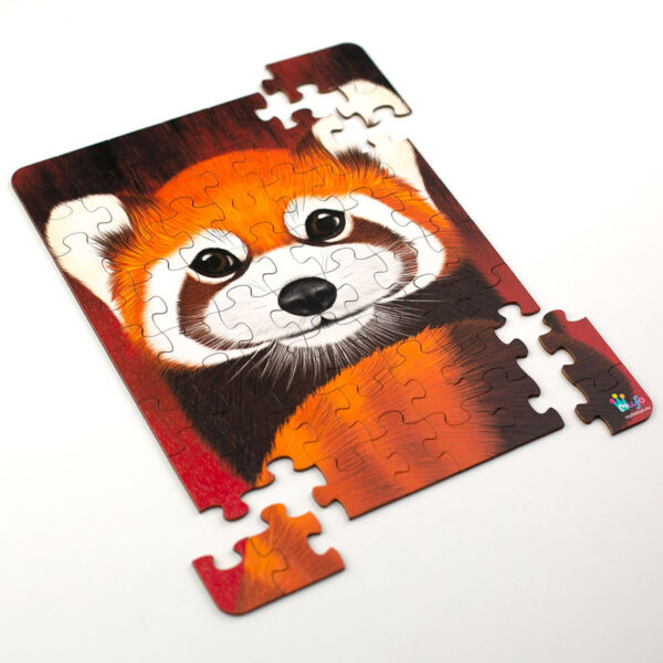 Puzzle Červená panda portrét - Drevené puzzle - 56 dielikov - mufotoys.eu