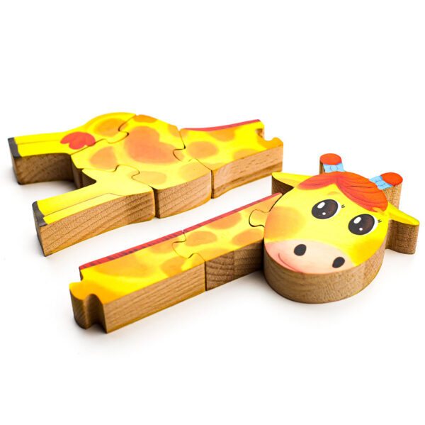 Drevená skladačka Žirafa - drevená skladačka pre najmenších - 7 dielikov - mufotoys.eu